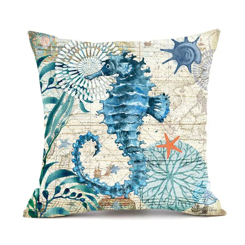 Cushion Covers Sea Turtle Printed Throw Pillow - Bellarte Enchanté Cushion Covers Sea Turtle Printed Throw Pillow